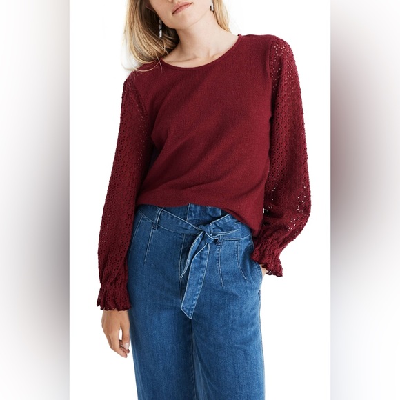 Madewell Tops - Madewell Eyelet Ruffle Sleeve Top - A Textured Dream 🧵 0153
